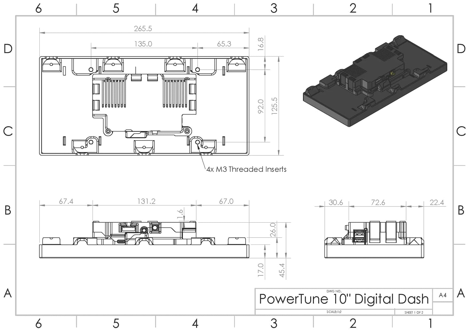 Powertune Digital Ultrawide Dash PTD-DASH10-GPS