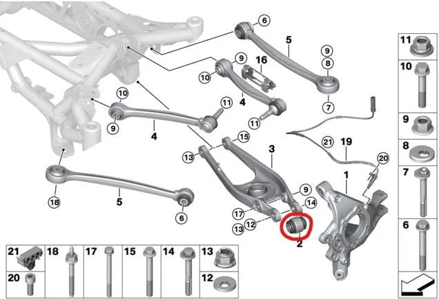SPL Parts Rear Spherical Lower Control Arm Bushing Set - 2006 BMW 325i (E90) SPL RLCB E9X